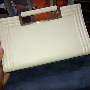 Large White Clutch w/ gold handle